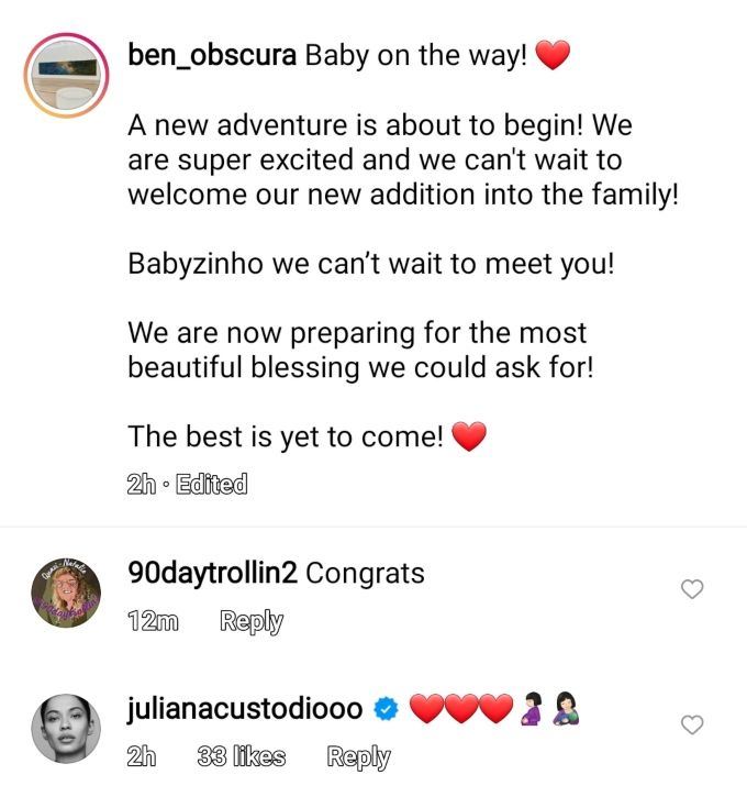 juliana custodio potvrdila je svoju trudnoću na ben obscuri