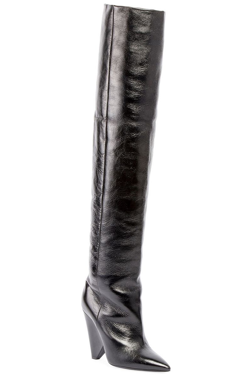 纺织，样式，皮革，黑色，靴子，膝盖高的靴子，银，时尚设计，骑行靴，高跟鞋，