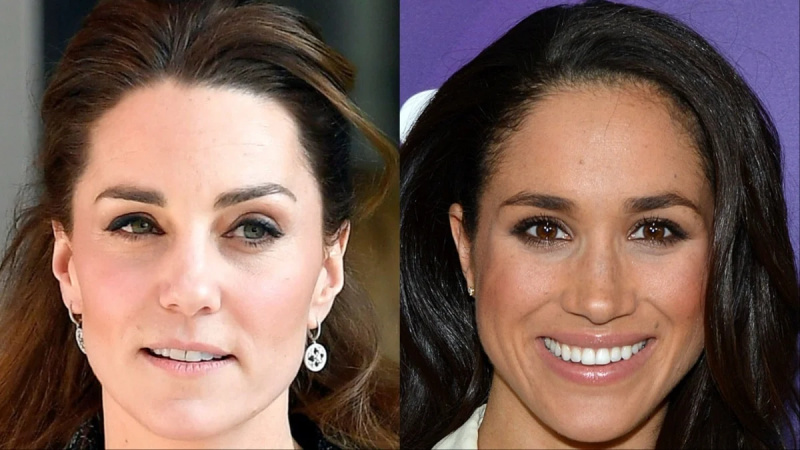   Kate Middleton e Meghan Markle em eventos diferentes