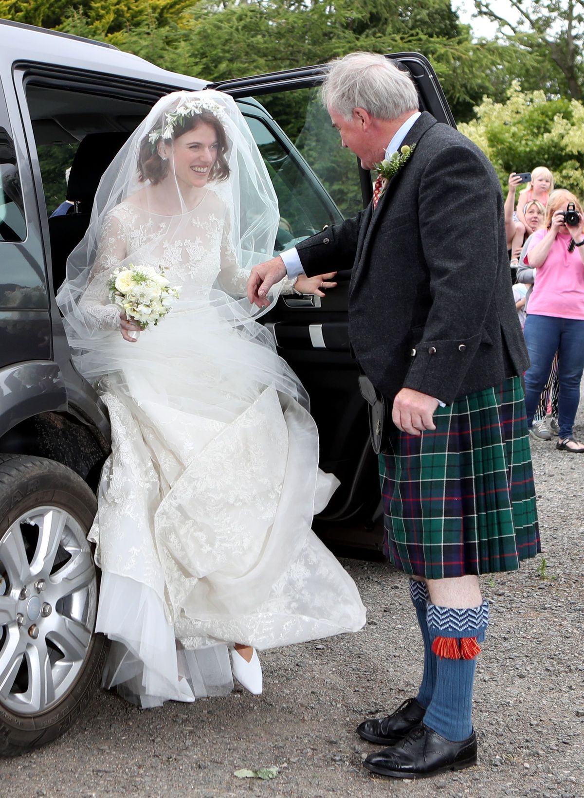 Brud, brudekjole, fotografi, ceremoni, bryllup, brude tøj, luksus køretøj, kilt, kjole, kjole,