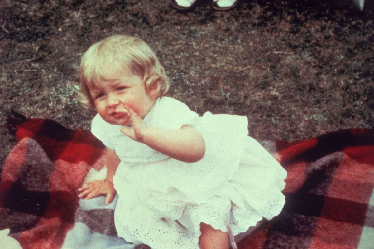 Lady Diana Spencer, na zdjęciu w pierwsze urodziny.