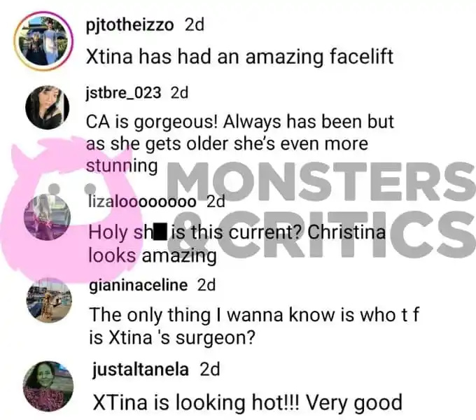   fãs comentam sobre Christina Aguilera possivelmente fazendo uma plástica no rosto no Instagram