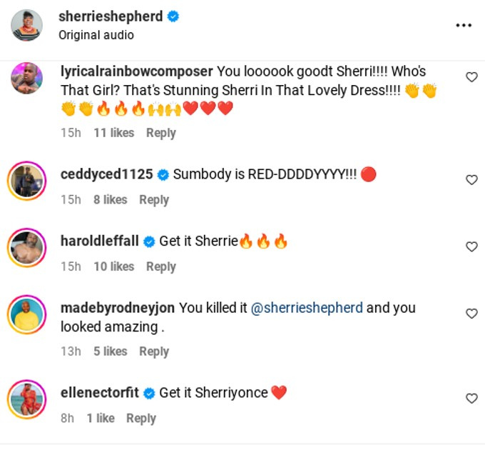   Kommentare über Sherri Shepherd, die in ihrem roten Kleid tanzt