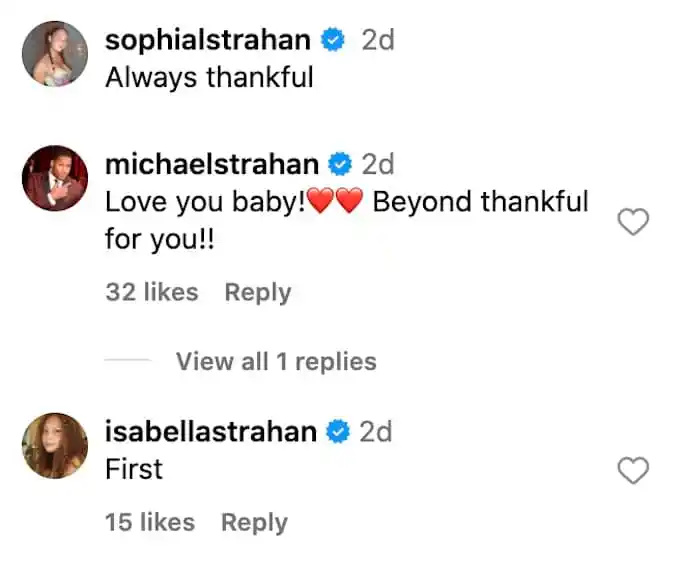   michael strahan comenta filha ig post