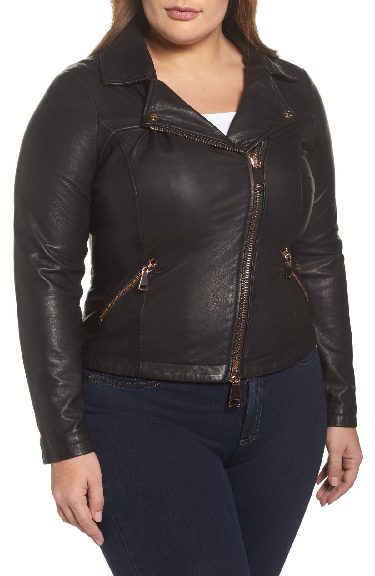 Ashley Graham x Mirina Rinaldi Ebanista leren bikerjack
