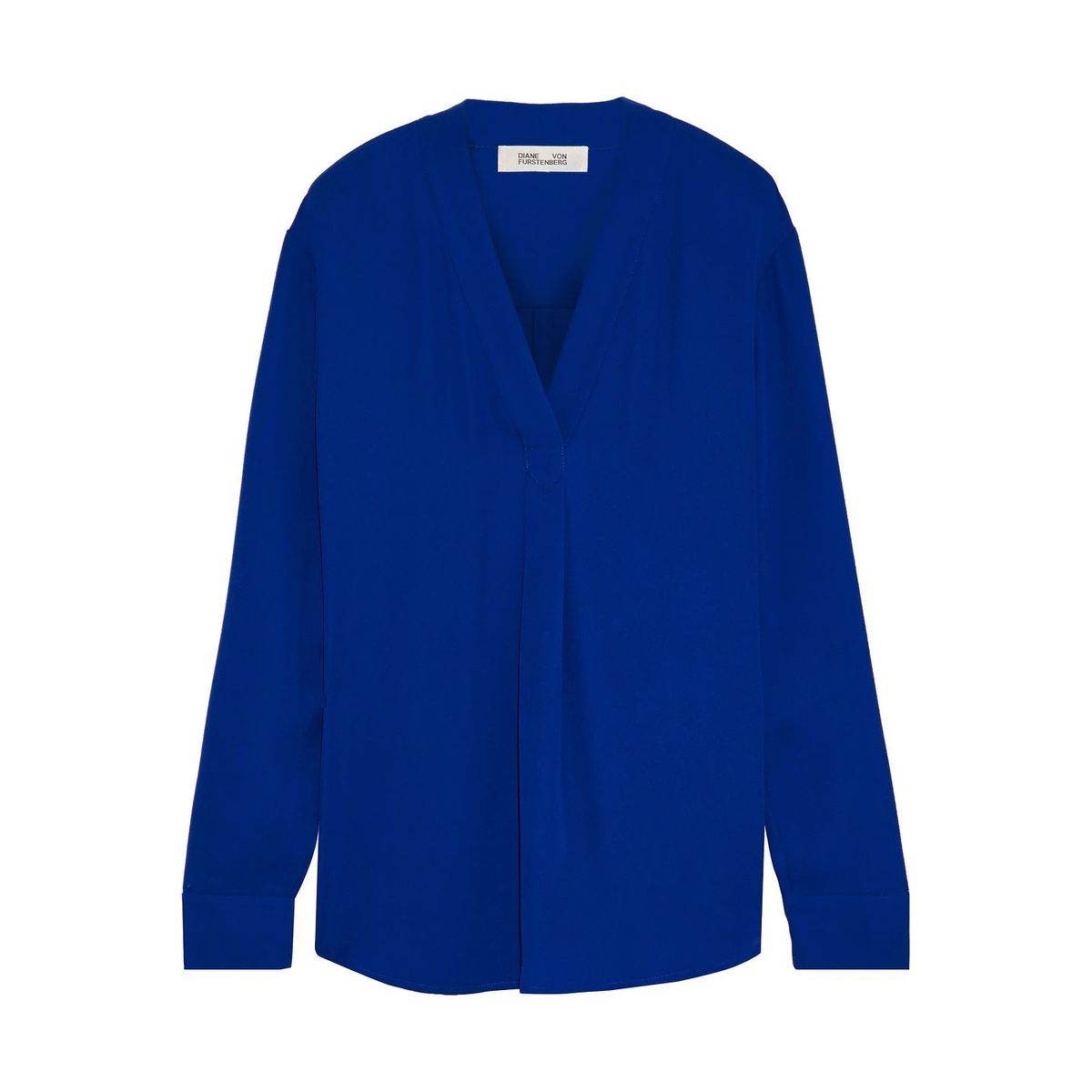 Diane Von Furstenberg Royal Blue Edith Wrap-effekt trykt Crepe de Chine jumpsuit