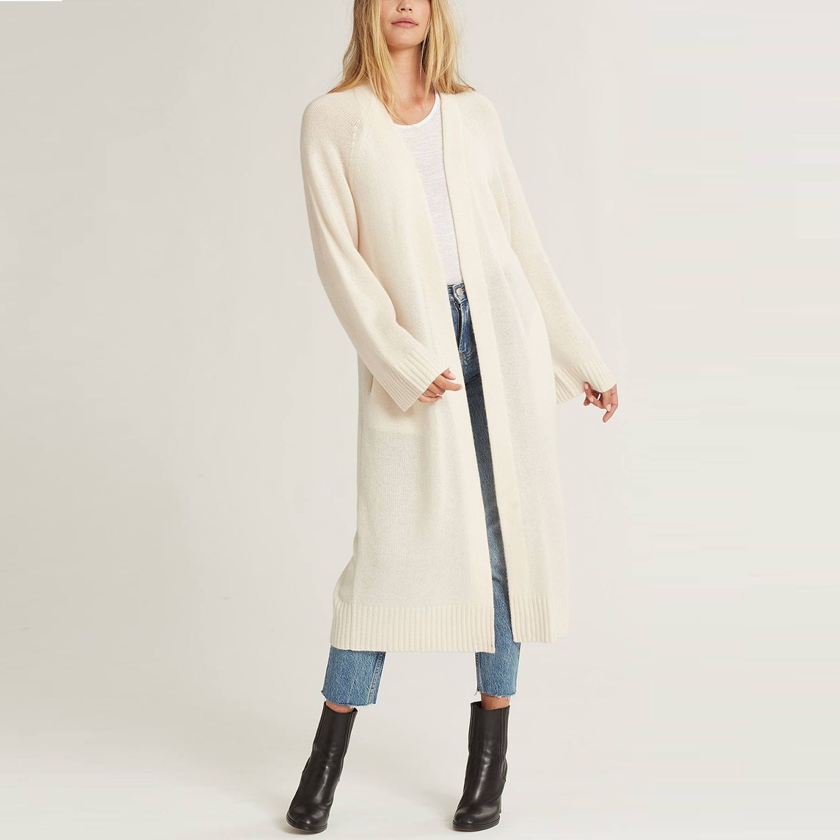Makena Pure Cashmere Long Cardigan i krita