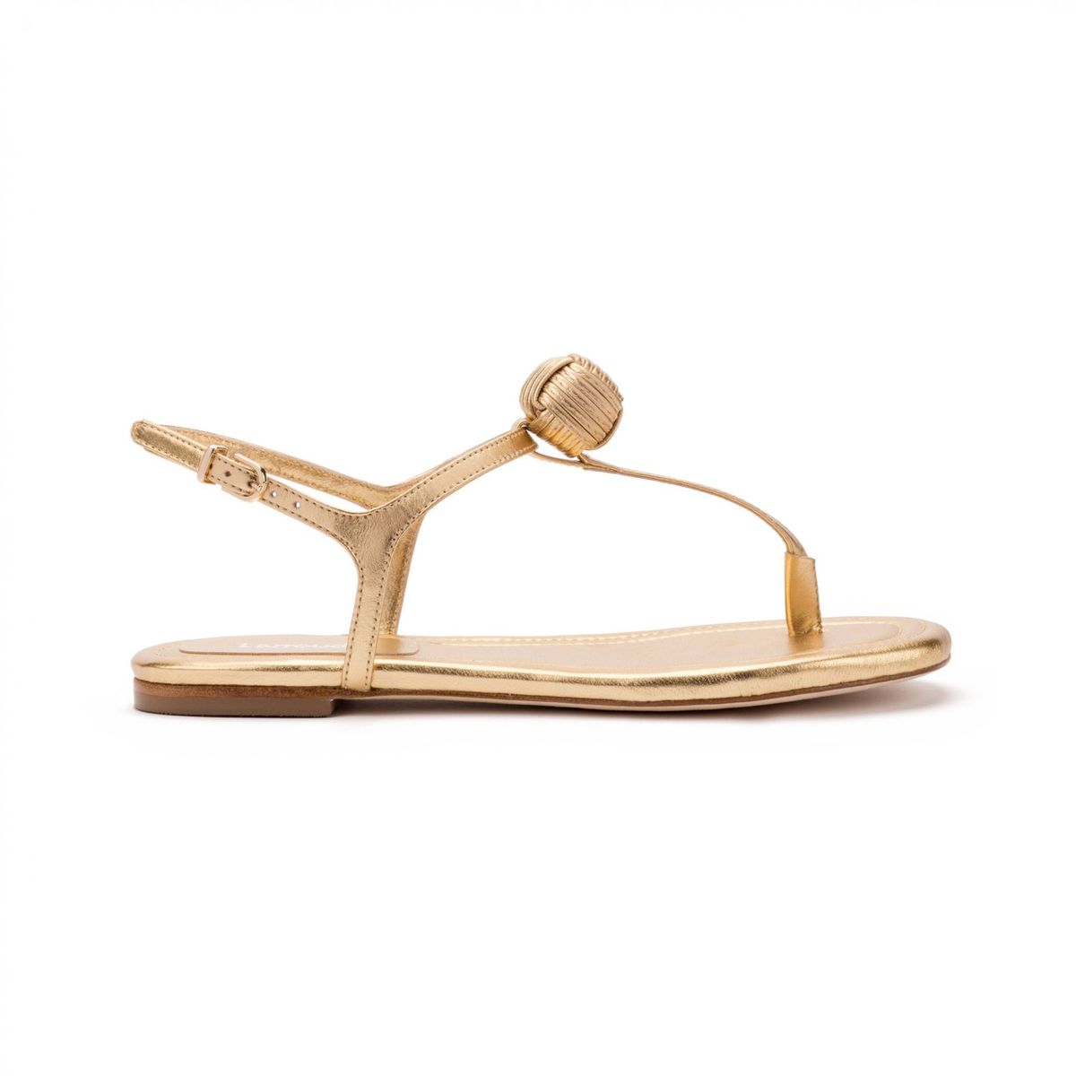 Valerie flat sandal i gullmetallskinn