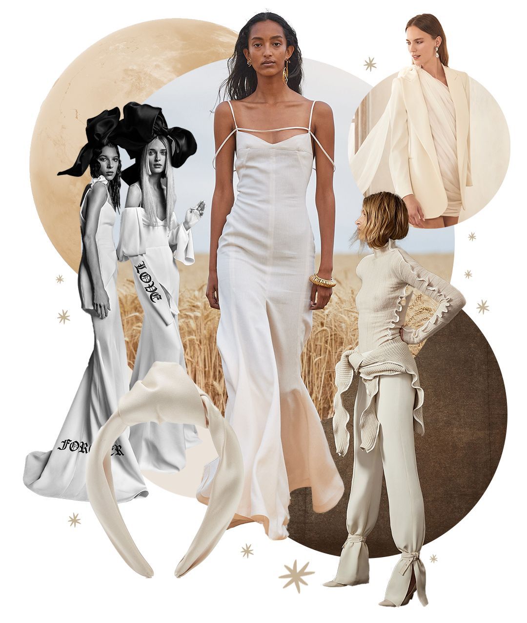 jacquemus, oscar de la renta, vera wang, danielle frankel suknie ślubne eugenia kim pałąk