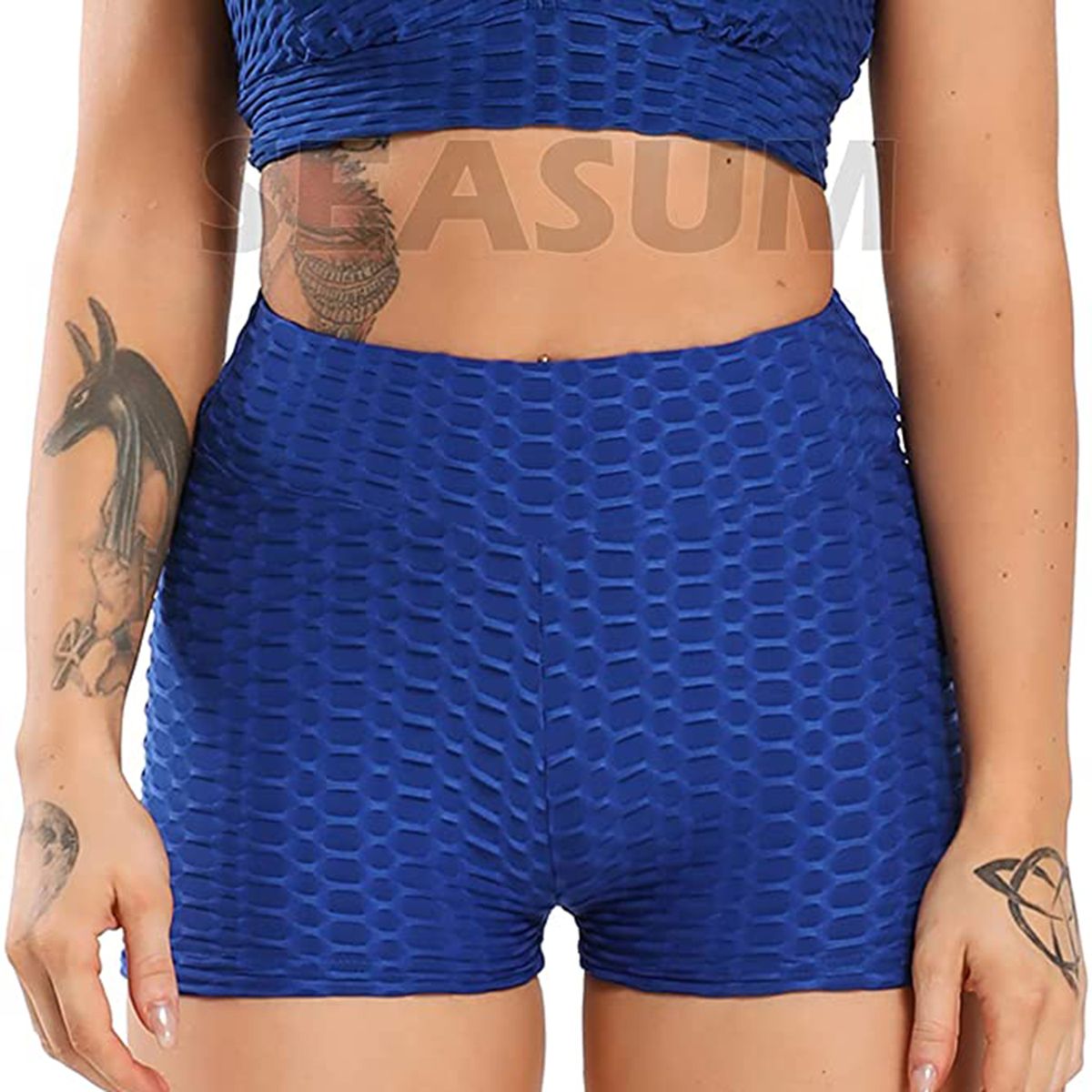 SEASUM Kvinner TIK TOK Leggings Shorts Butt Lift Scrunch Textured Leggings Workout Shorts