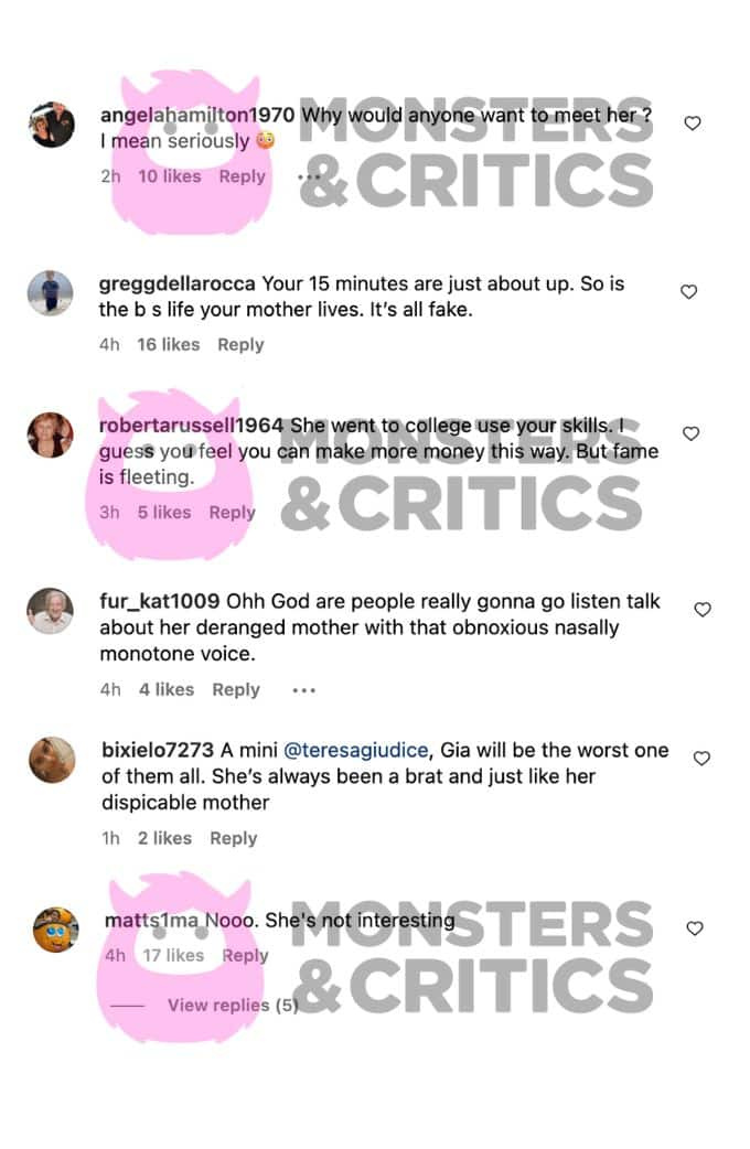 Critics blast Gia Giudice on Instagram