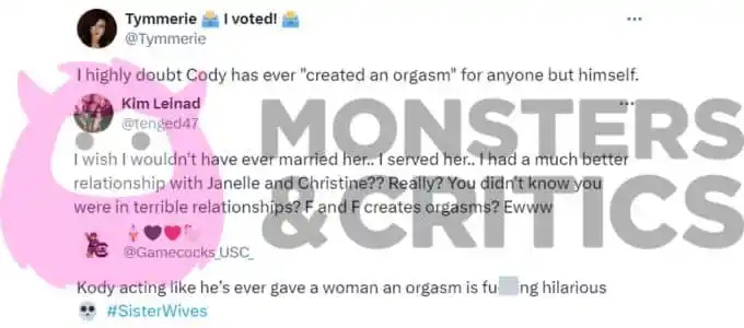   Zuschauer von Sister Wives kommentieren Kody Brown mit dem Wort Orgasmus während eines Beichtstuhls