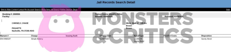 Chase Chrisley's booking info