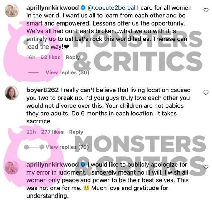 April Kirkwood's apology