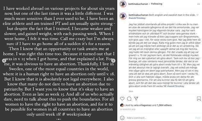 bettina buchanan si apre in ig post sull