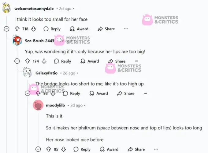   Fans reagieren auf Shekinah Garner's new nose on reddit