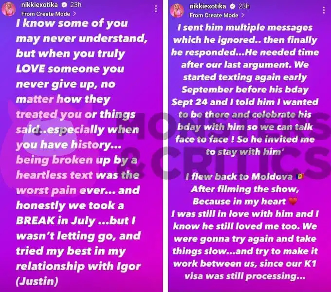   Nikki egzotyka's instagram story slides