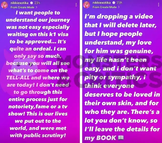   Nikki egzotyka's instagram story slides