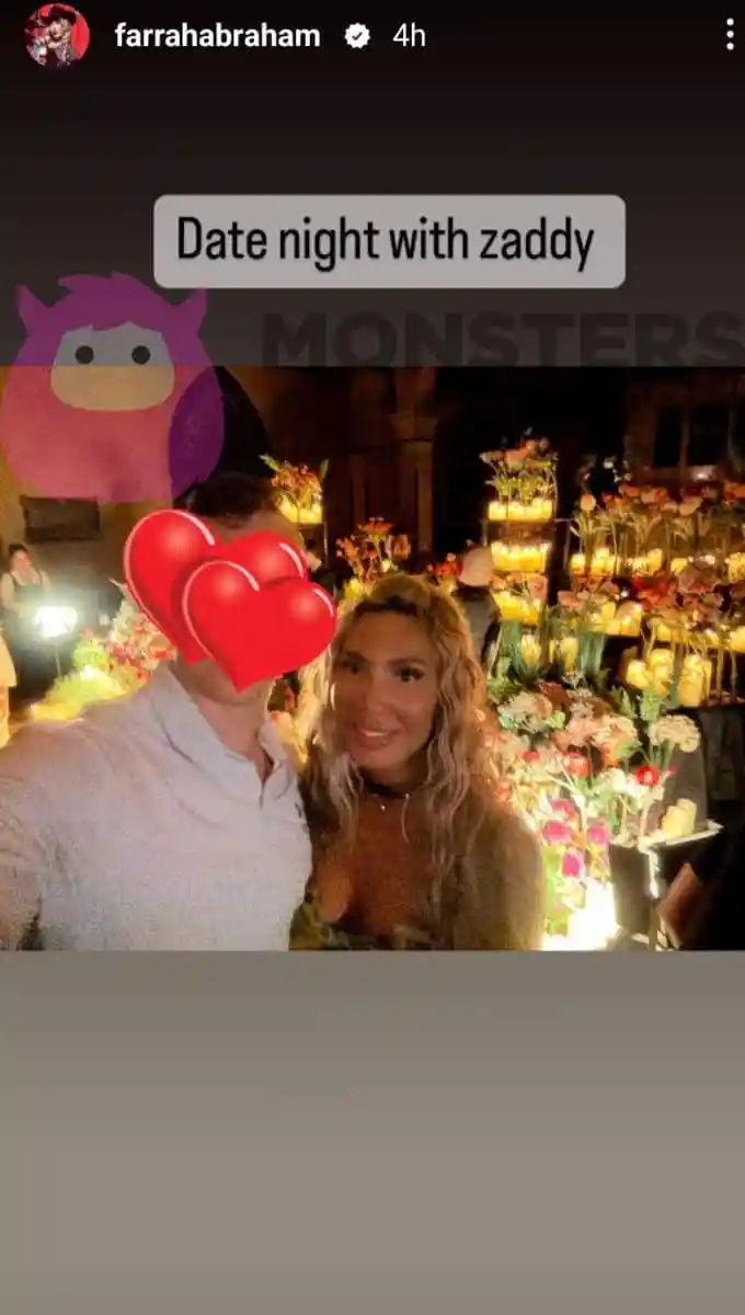   farrah abraham je v svoji zgodbi na instagramu delila delno fotografijo svojega fanta