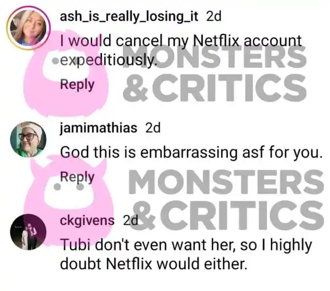   Angela considera's critics commented on her instagram post about a netflix deal