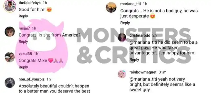   90 I fan del fidanzato di un giorno commentano Mike Berk's marriage on instagram