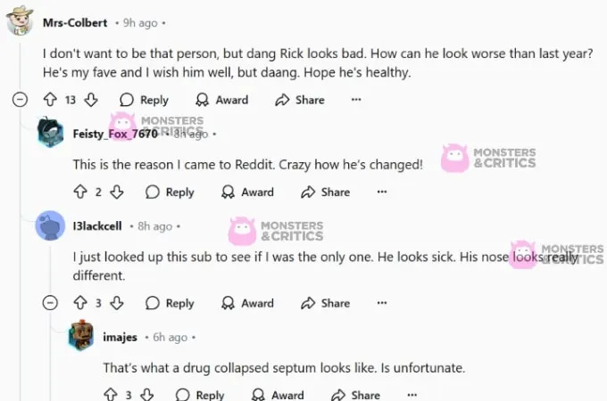   Comentários do nariz de Rick Ness
