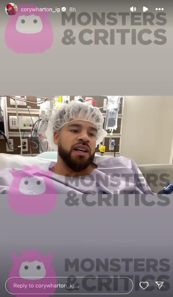  Captura de tela do vídeo da história do Instagram de Cory Wharton discutindo cirurgia no joelho
