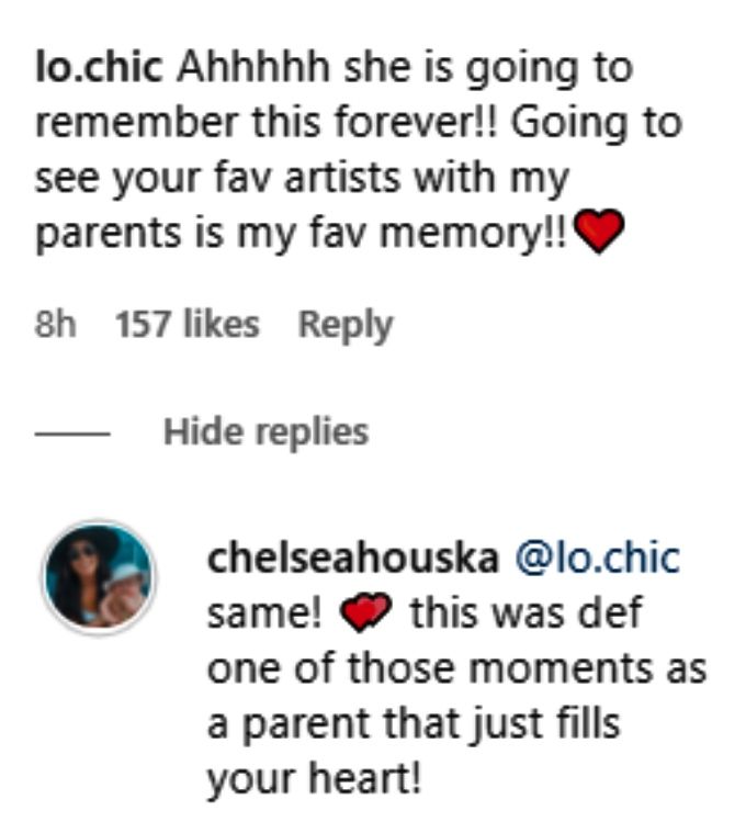 Chelsea Houska hat einem Fan auf Instagram erzählt, dass das Konzert mit Aubree ihr Herz erfüllt hat