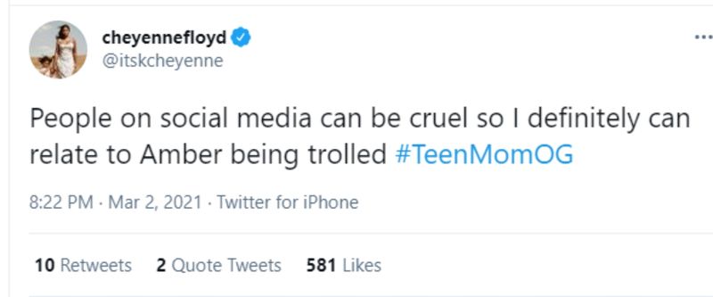 Teen Mom OG:n Cheyenne Floyd Twitterissä