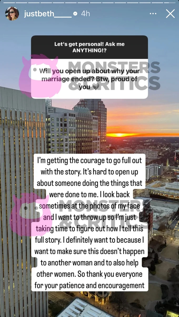 Beth Bice's Instagram Story. 
