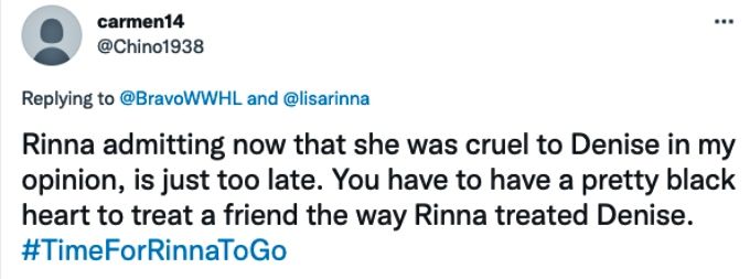 Потребителят на Twitter удря звездата на RHOBH Лиза Рина