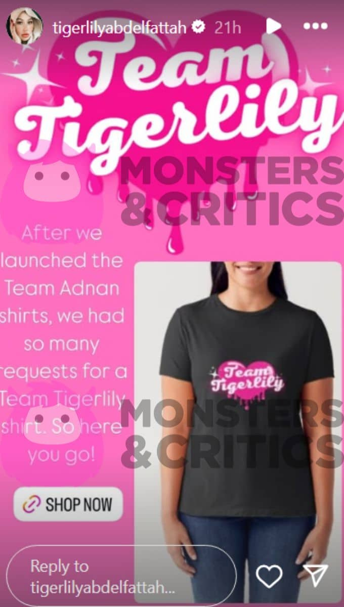   Tigerlily Abdelfattah teilt ihre T-Shirts in ihrer Instagram-Story