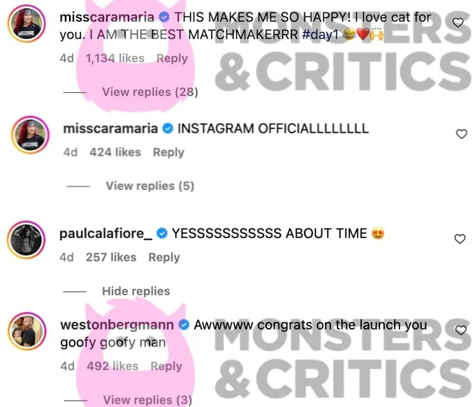   Screenshot von CT-Instagram-Kommentaren mit Cara Maria Sorbello, die sich selbst als Heiratsvermittlerin bezeichnet