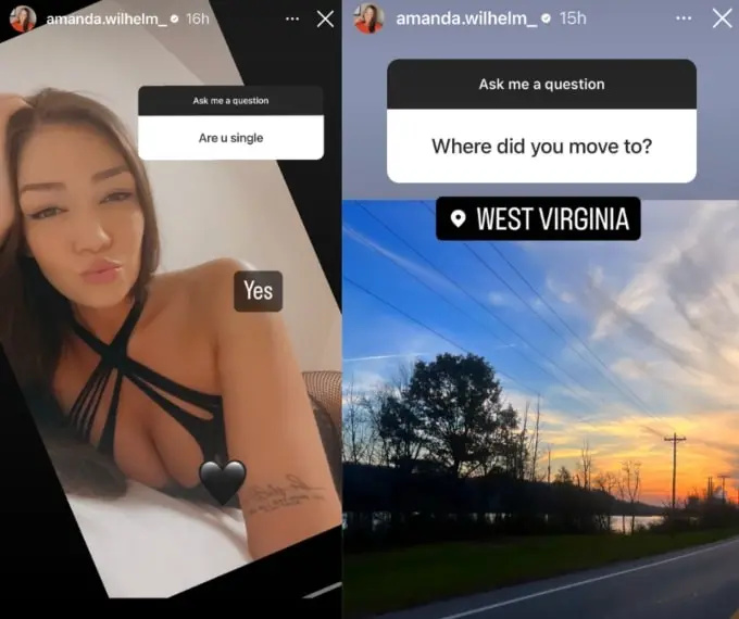 Instagram priča Amande Wilhelm