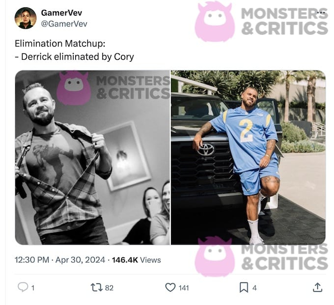   gamervev twitter 截图 德里克 vs 科里第 40 季淘汰挑战