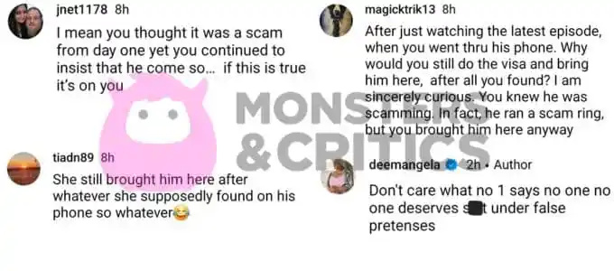   Angela Deem und ihre Follower kommentieren ihren Instagram-Beitrag