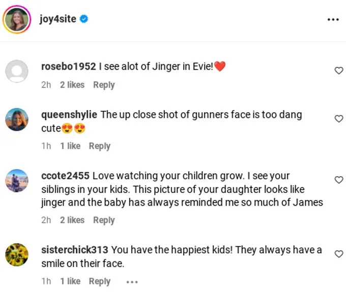 Joy-Anna Duggar's followers weigh in on Evelyn looking like Jinger Duggar