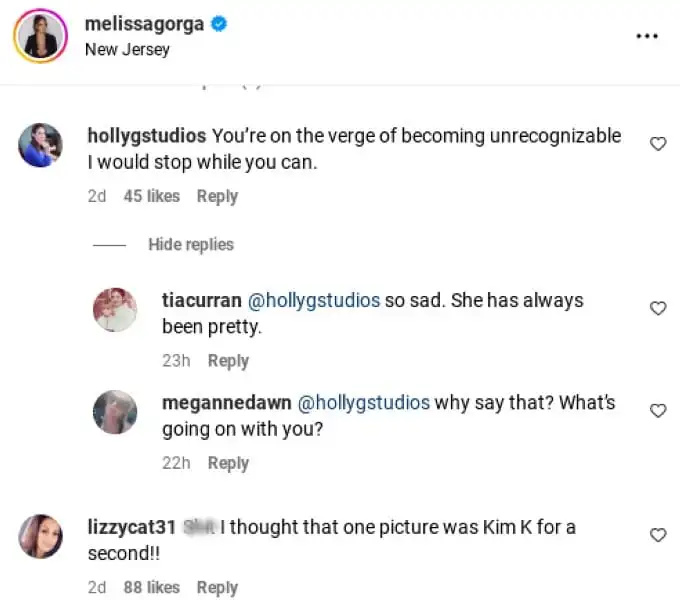  Comentários sobre Melissa Gorga