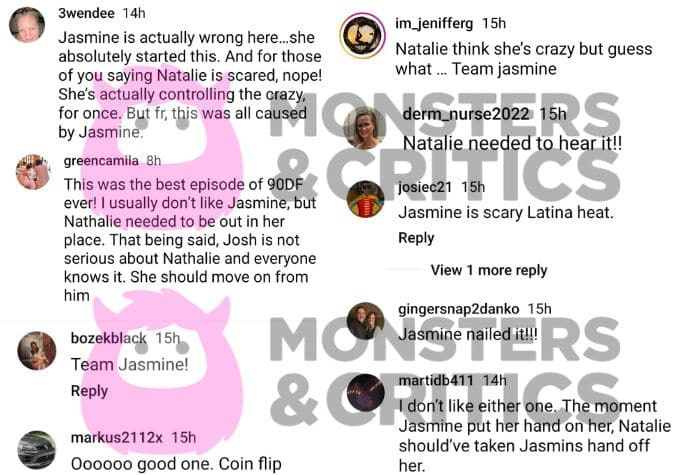 90 giorni: gli spettatori dell'ultima risorsa discutono su Instagram su Jasmine e Natalie's fight