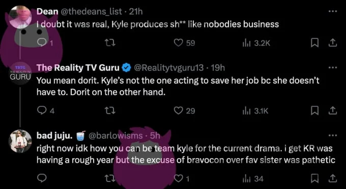   Fans diskuterer, om Kyle eller Dorit er svindelfans.
