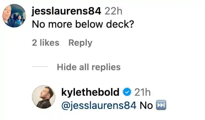   Kyle Viljoen non conferma più Below Deck Med