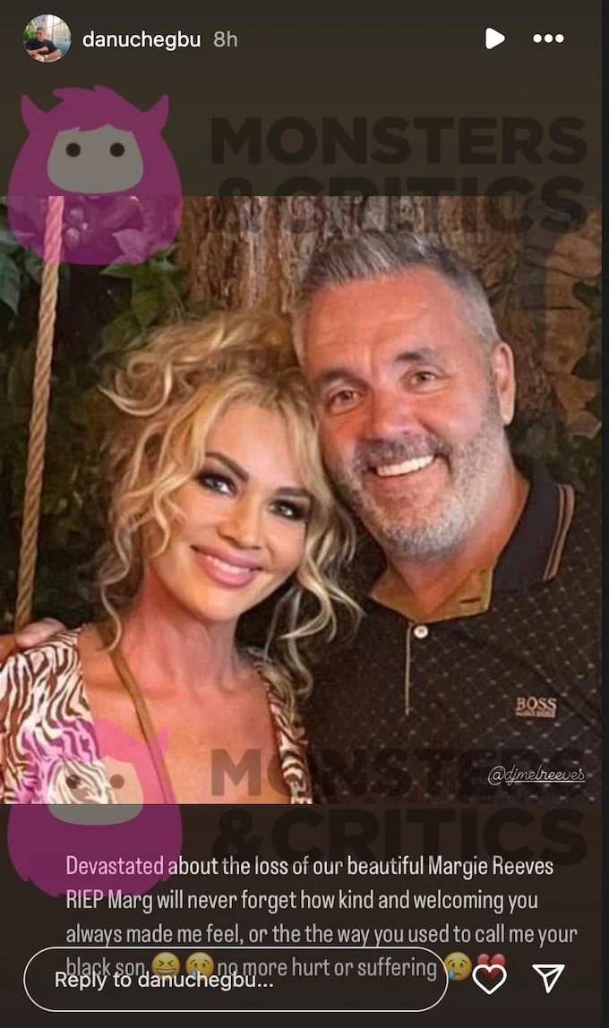   Melissa Reeves captura de pantalla de la historia de Instagram sobre la muerte de su madre.