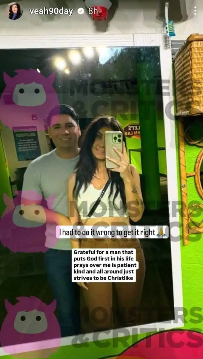   Veah Netherton posa com o marido David Lee Cideez em sua história no Instagram