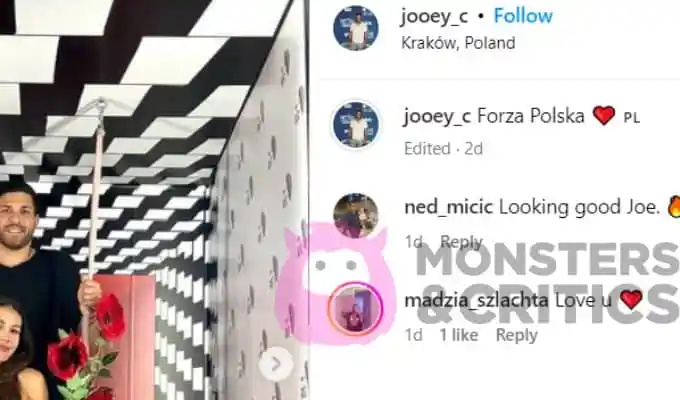   Magda Szlachta commenta Joe Coan's instagram post