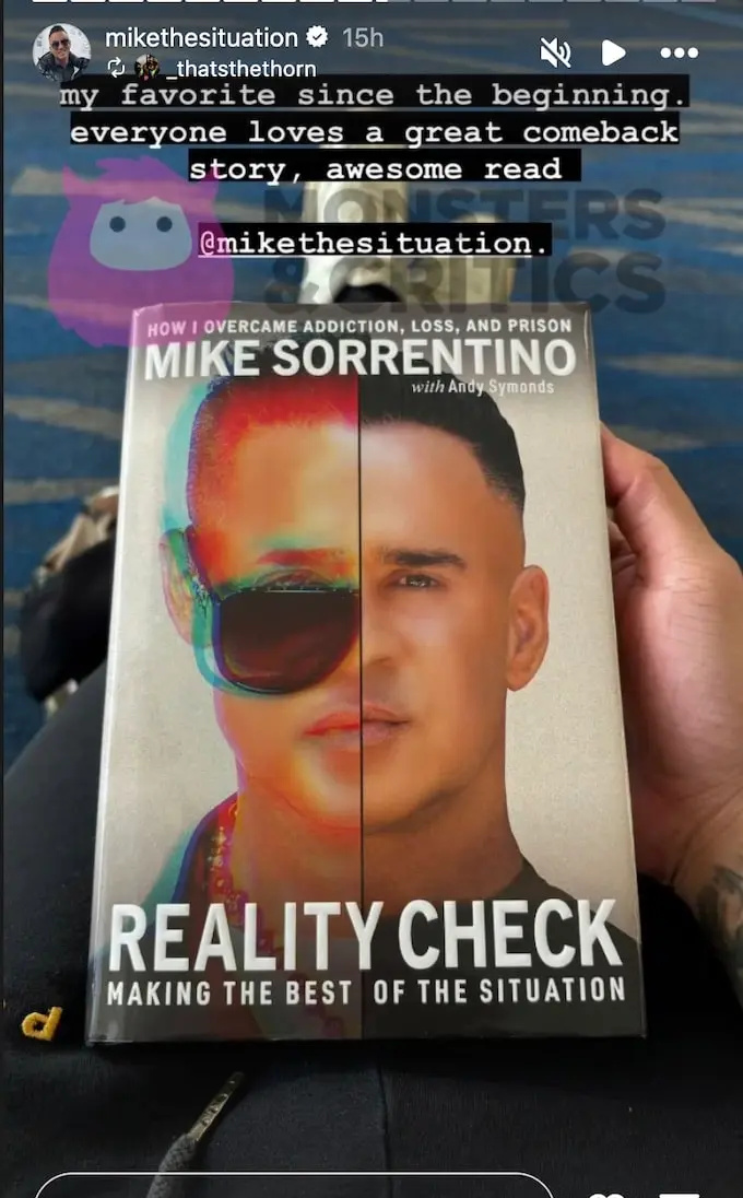   posnetek zaslona iz zgodbe mikea sorrentina ig, kjer oboževalec hvali njegovo knjigo