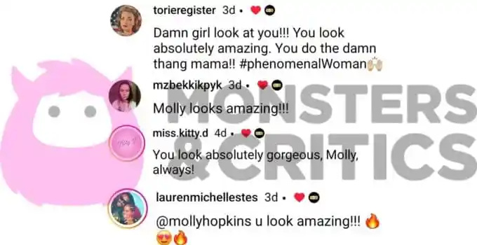 molly hopkins' instagram followers comment on her weight loss