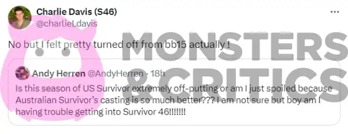 Andy Charlie BB Survivor Tweet