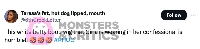   Usuário X critica Gina Kirschenheiter's outfit 