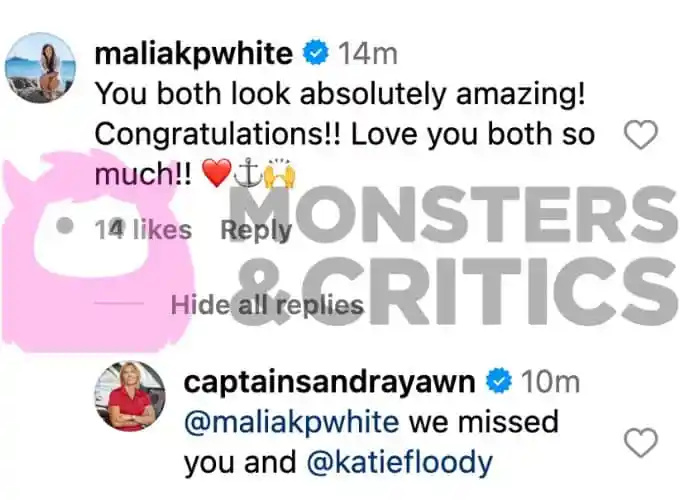 Malia White reagiert auf Captain Sandy's wedding news