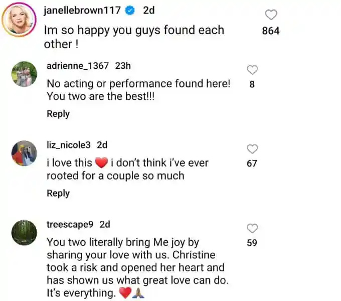   ديفيد وولي's instagram followers comment on his post with christine brown